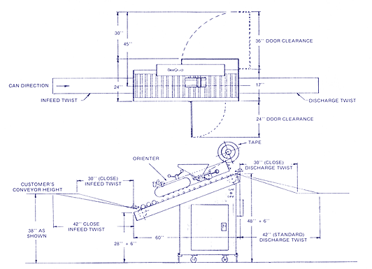 Footprint - Aerosol Can Manufacturing - Horizontal Extension Tube Taper tapes extension tubes to cans while in horizontal position. Beacon Aerosol Can Production